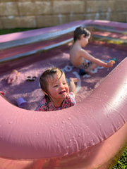 Good Vibes™ Inflatable Family Swimming Pool Extra Large Twin Tube Heavy Duty PVC Pink 262x175x50cm