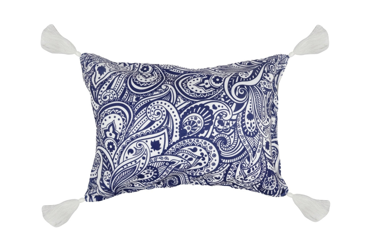 Mediterranean Inflatable Beach Pillow With Tassels , PVC Insert, Water Resistant
