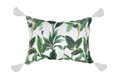 Botanical Inflatable Beach Pillow With Tassels, PVC Insert, Water Resistant