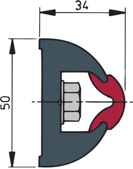 VETUS Vinyl rubbing strake, dark grey, HARO 50 x 34 mm, coil of 20 m, (price per m) HARO5034