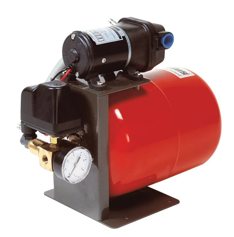 VETUS Pressurized water system 12 V, with 8 L tank, adjustable pressure switch & gauge HYDRF12