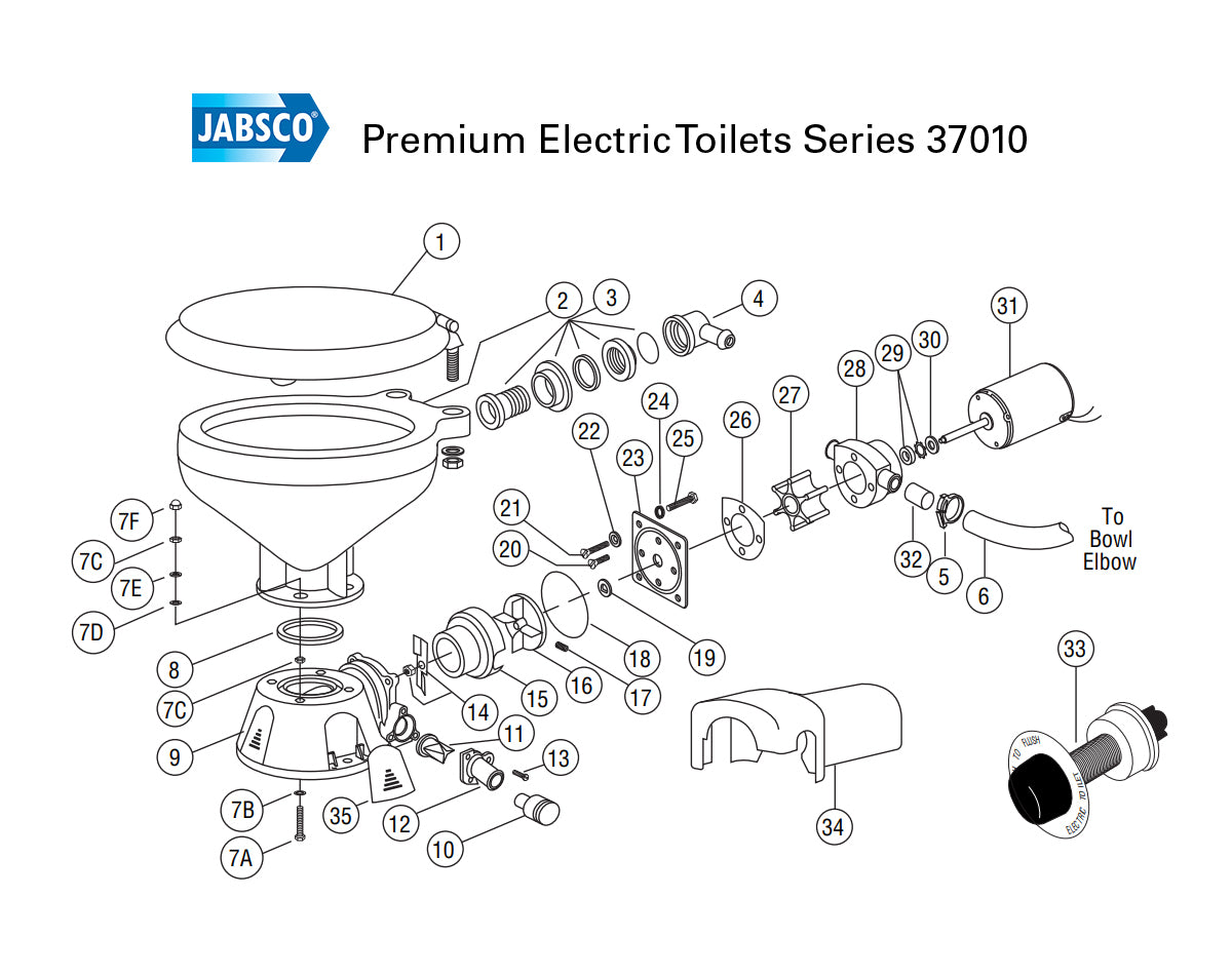 44107-1000 Jabsco Electric Toilet Discharge Port 25mm