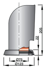 VETUS Cowl ventilator Ø 75 mm ID, type Jerry, Stainless Steel AISI 316, with red interior (incl. ring and nut) JER316R