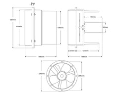 Inline Blower 24v. 1000 MCB Flange-Mnt