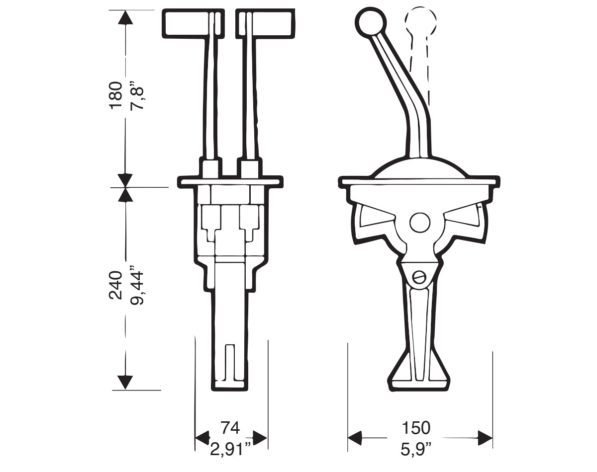 Control Top Mnt B58 Twin Bent Lvr