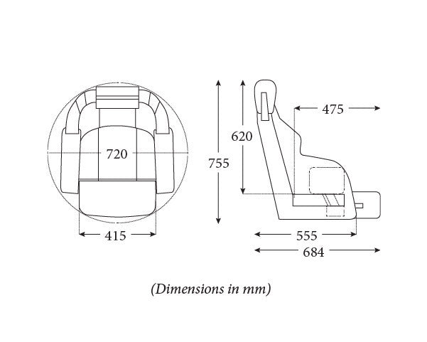Seat RS56 Hi Back FlipUp Off Wht/Gry