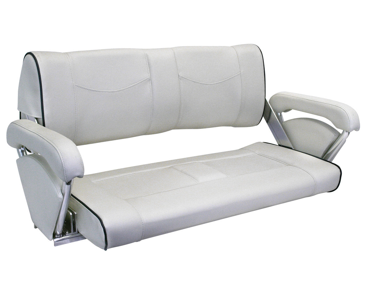 Seat ST90 Dble FlipBack Off Wht/DkBlue piping
