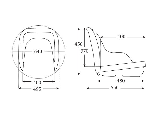 Seat AD49 Full Cushion Covered Gry/Dk Gry
