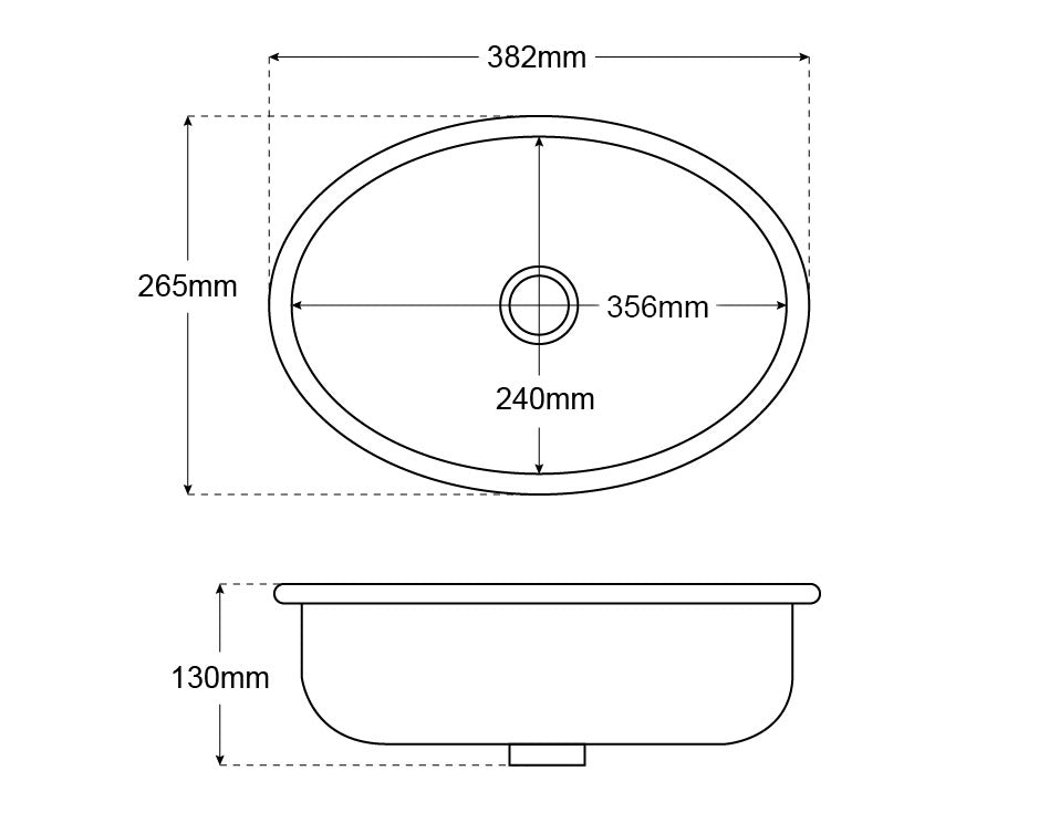 Sink S/S Oval 356x240x130mm