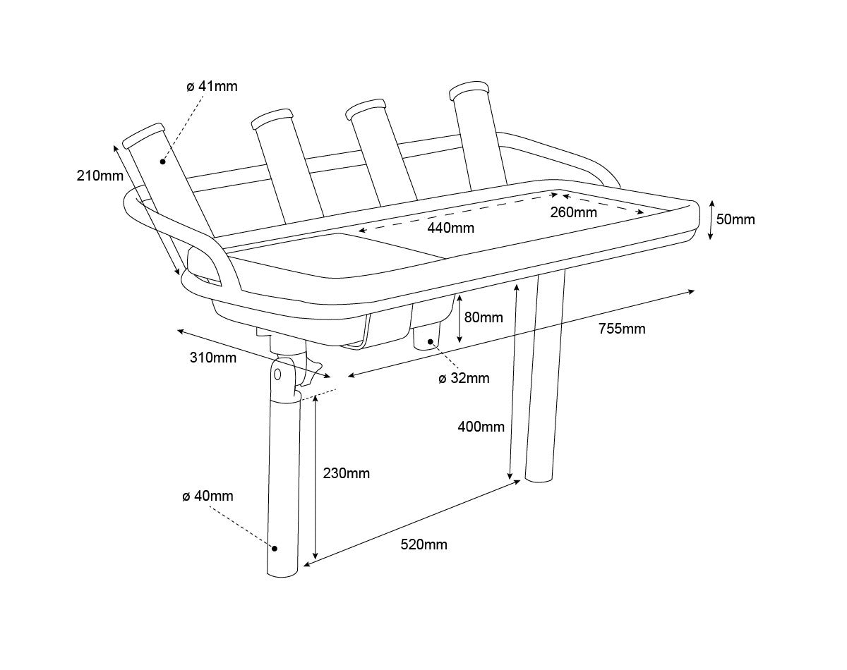 Bait Board S/S w/Sink & Holders
