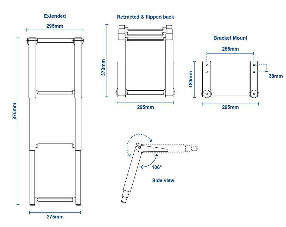 Ladder Telescopic with Top Rail 3 Step