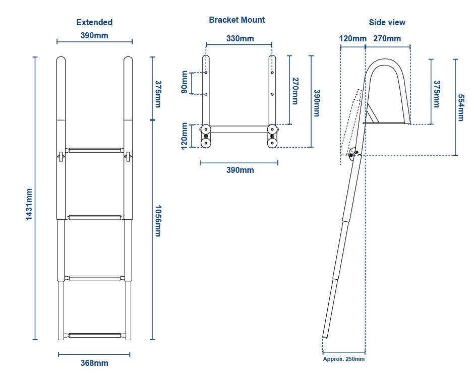 Ladder Folding Platform w/Hand Rails Tele.4-Step