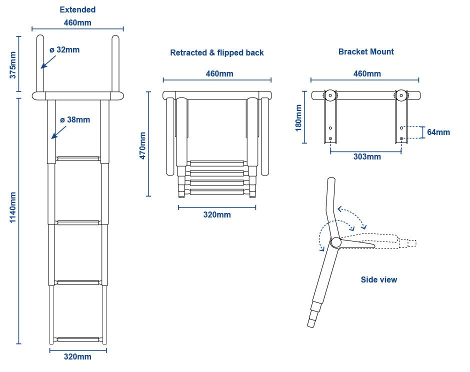 Ladder Folding Tele w/ Grab Handles 4 Step