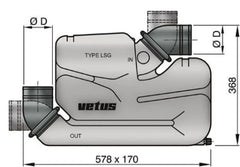 VETUS Waterlock type LSG90, with rotating inlet and outlet for Ø 90 mm hose LSG90