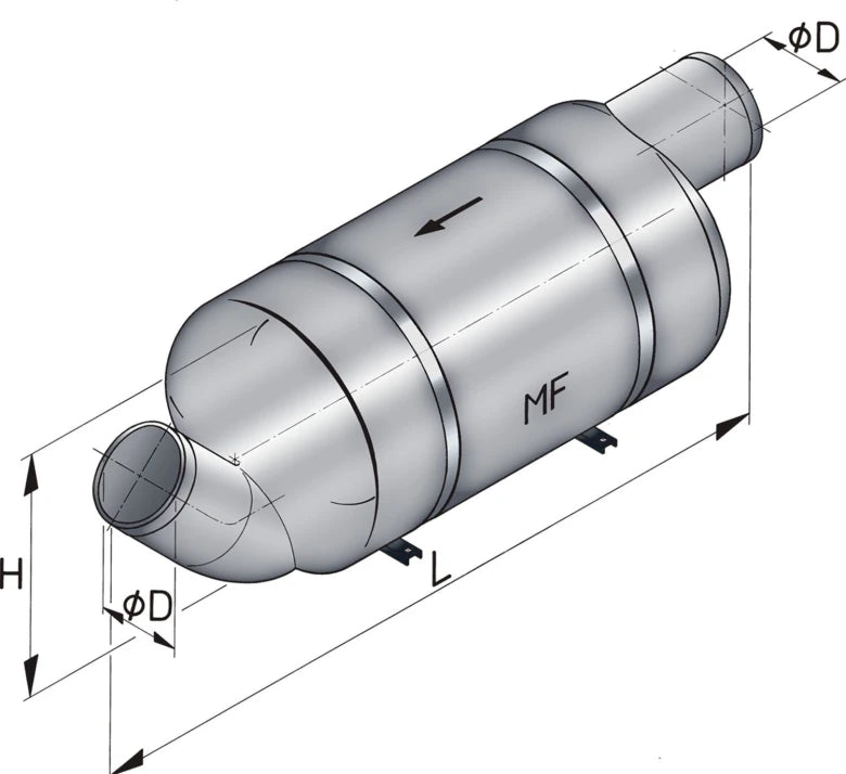 VETUS Exhaust muffler type MF150, for Ø 150 mm hose  MF150