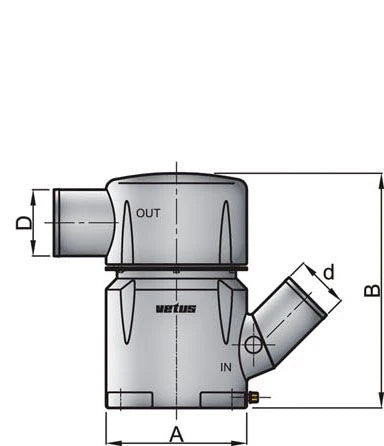VETUS Waterlock type MGP, inlet Ø 127 mm - 45 degrees, outlet Ø 127 mm MGP5455