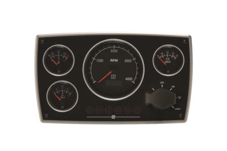 VETUS Aluminium engine panel, second generation, 24 V, 4 black instruments (0-4000 rpm) MPA34KBS4