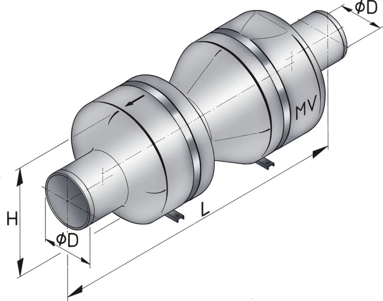 VETUS Exhaust muffler type MV100, for Ø 100 mm hose  MV100