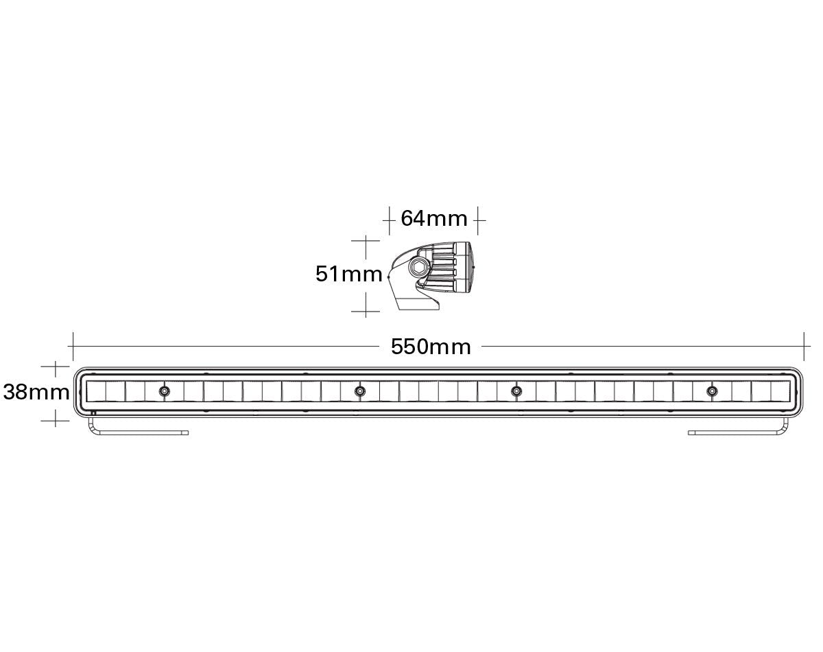 Marine LED Light Bar Single 550mm 9-32v