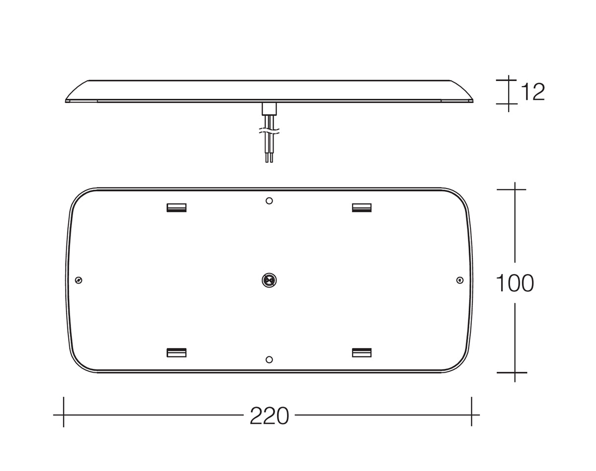 Light LED Touch/Sen Rect 220x100 9-33v