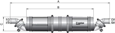 VETUS Rotatable waterlock/muffler type NLP340, (5 L), with rotating inlet and outlet for Ø 40 mm hose NLP340