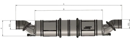 VETUS Rotatable waterlock/muffler type NLP360, (10 L), with rotating inlet and outlet for Ø 60 mm hose NLP360