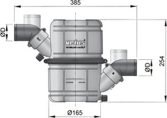 VETUS Rotatable waterlock/muffler type NLP40, with rotating inlet and outlet for Ø 40 mm hose NLP40