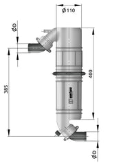 VETUS Rotatable muffler/gooseneck type NLPG, with rotating inlet and outlet for Ø 40 mm hose NLPG40
