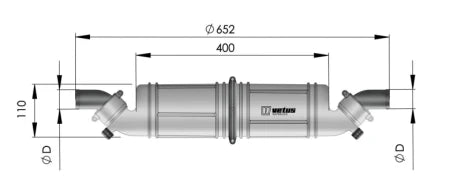 VETUS Rotatable waterlock/muffler type NLPH, horizontal, with rotating inlet and outlet for Ø 45 mm hose  NLPH45