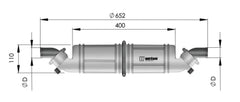 VETUS Rotatable waterlock/muffler type NLPH, horizontal, with rotating inlet and outlet for Ø 45 mm hose  NLPH45