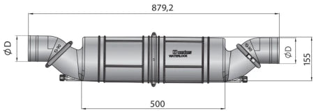 VETUS Rotatable waterlock/muffler type NLPH, horizontal, with rotating inlet and outlet for Ø 75 mm hose NLPH75