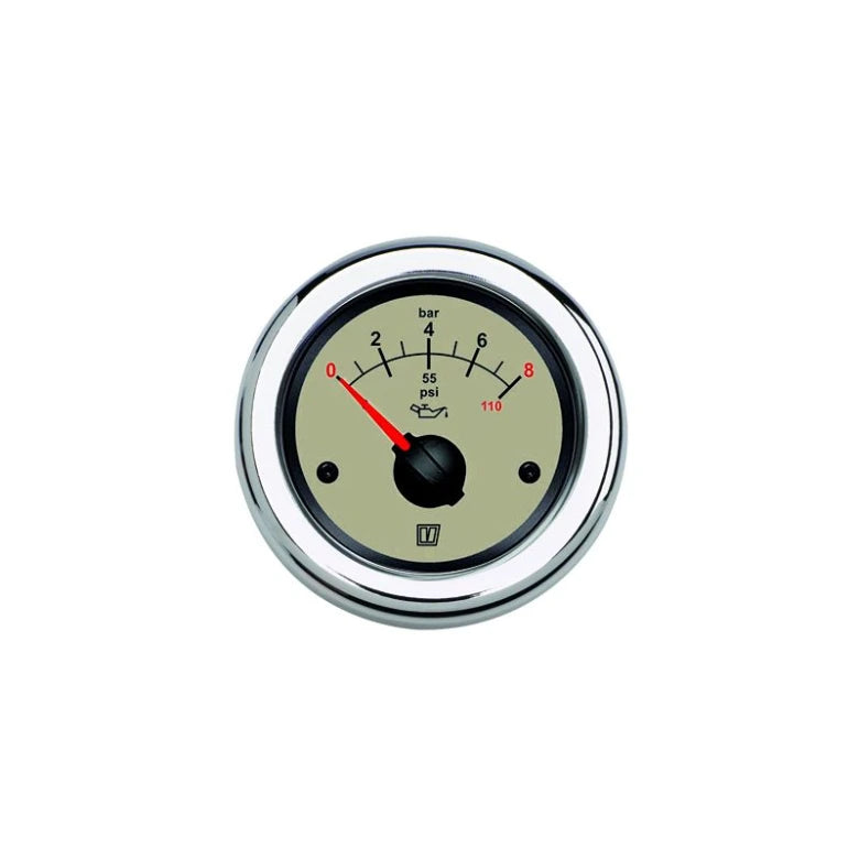 VETUS Oil pressure gauge cream, 12 / 24 V, (0-8 kg/cm2), cut-out size Ø 52 mm (excl. sensor)  OILN
