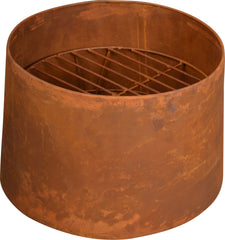 38cm ROUND RUST EFFECT FIRE PIT WITH GRATE