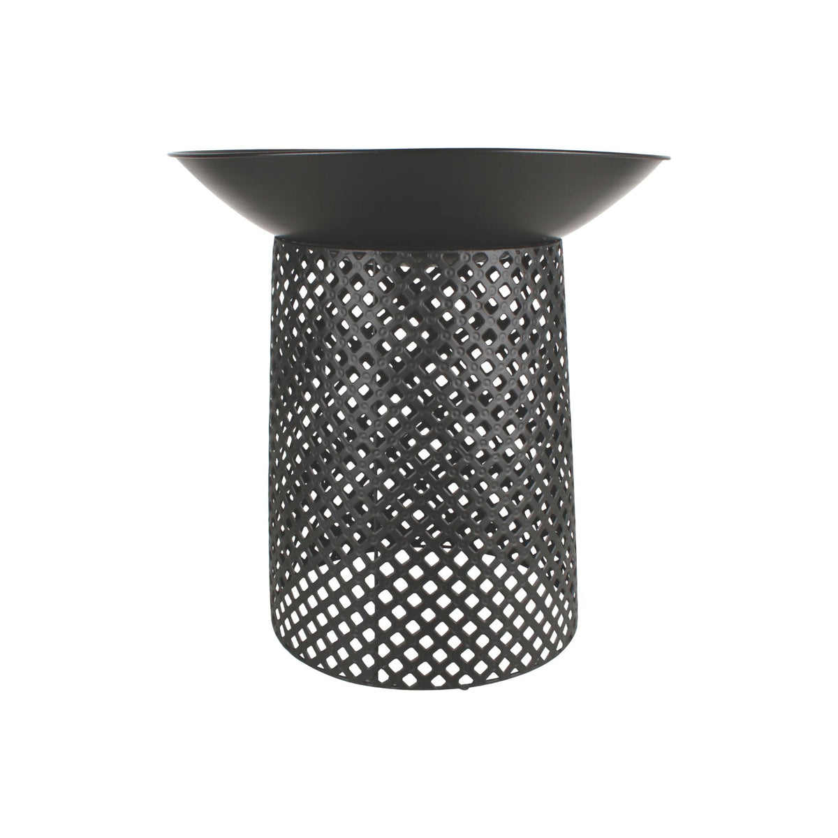 Ignite 56cm Black Steel Round Firepit Planter with Mesh Stand