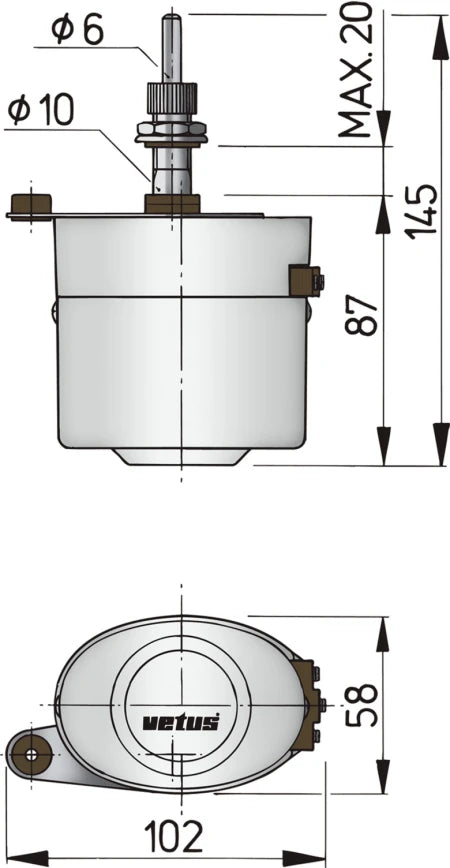 VETUS Wiper motor set, incl. wiper motor, arm and blade. 12 V ORW12SET