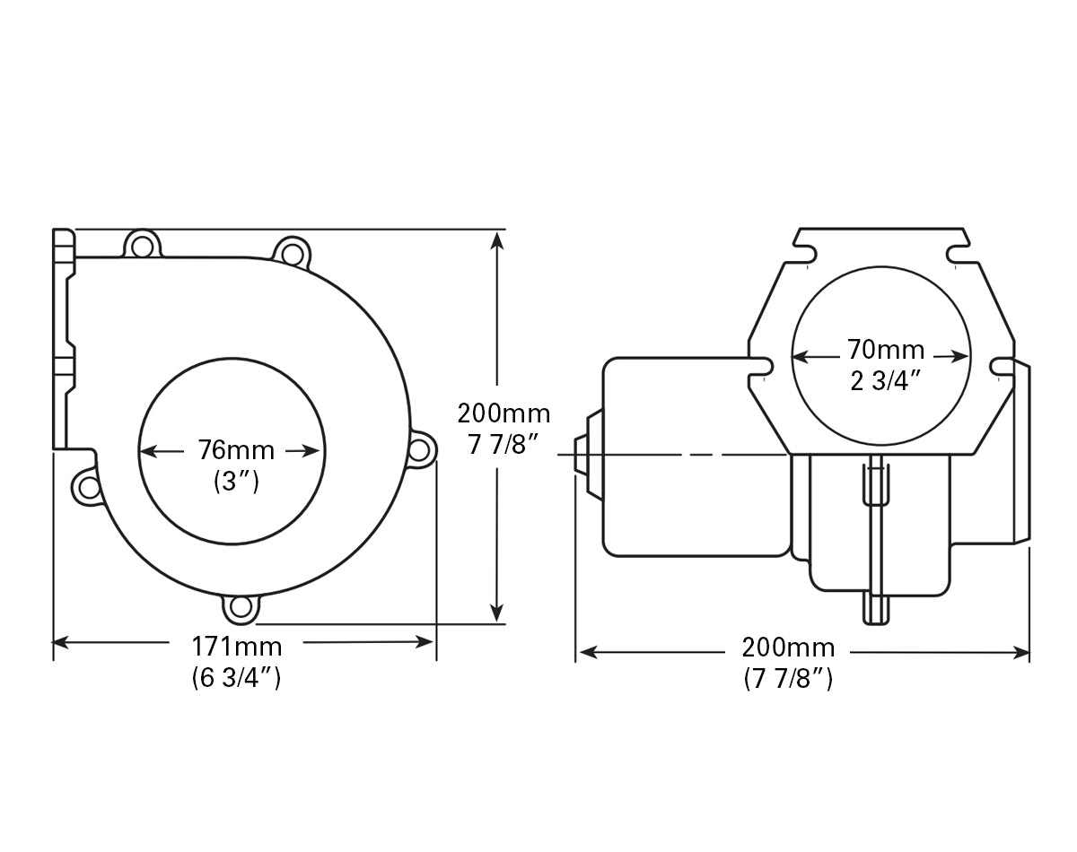 Blower -Flange 75mm 24v