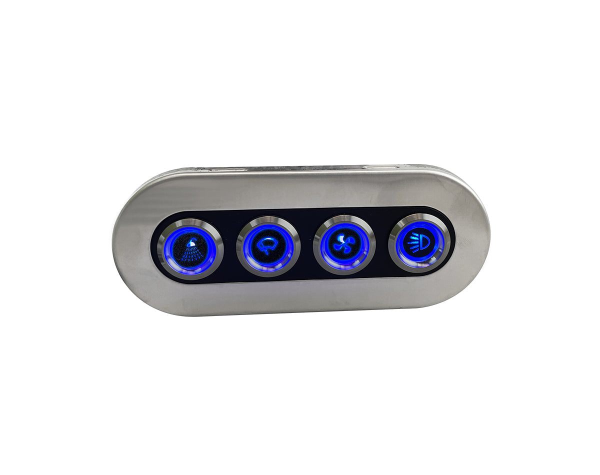 Switch Panel S/S Wproof On/Off Bl-LED 6-Btn