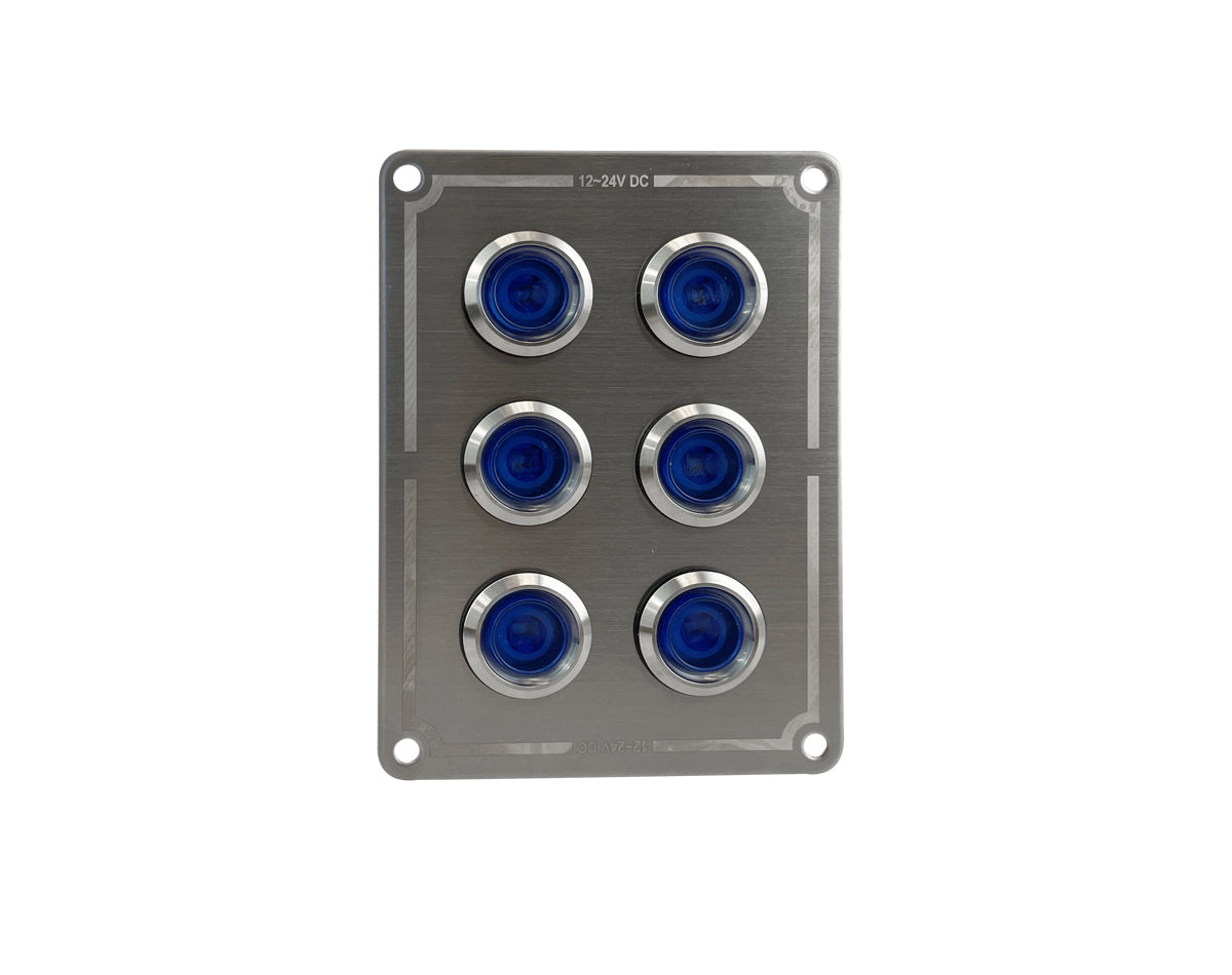 Switch Panel S/S On/Off Blue-LED 8-Btn
