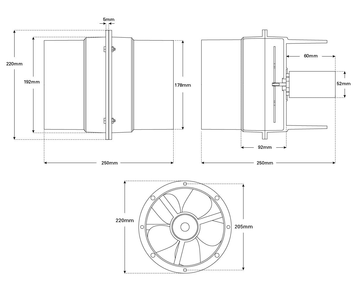 Inline Blower 12v 750 MCB