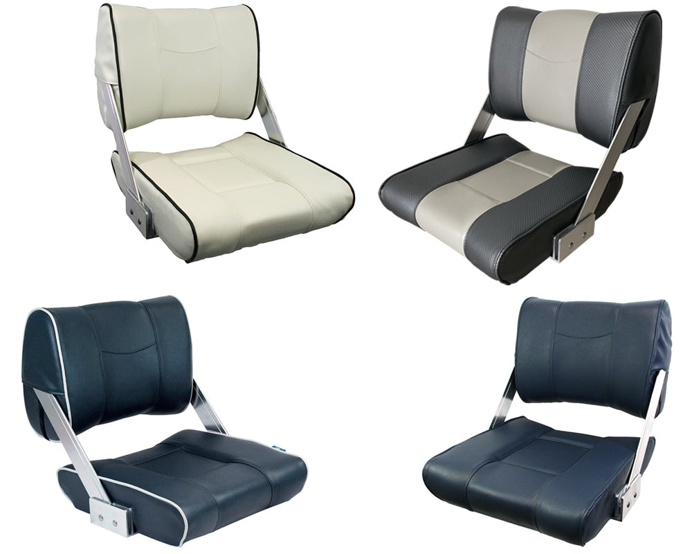 Seat ST45 Flip Back Dk Bl/Off Wht Piping