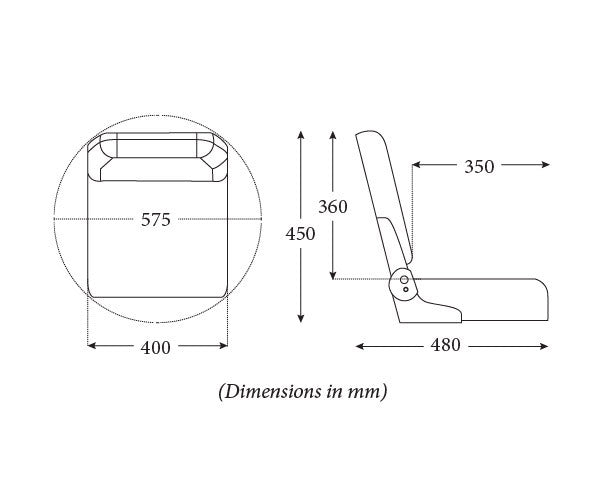 Seat SC40 Fold DkGry/MidGry Piping