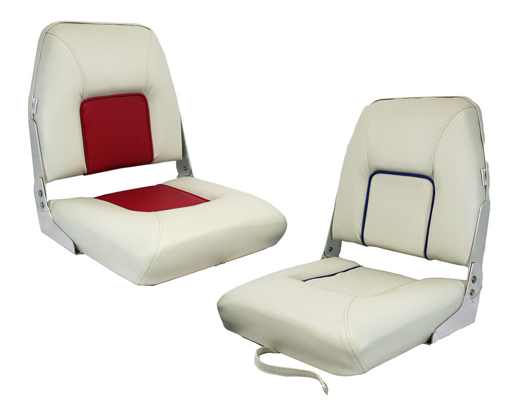 Seat S40 Fold Off Wht/DkBlue Piping