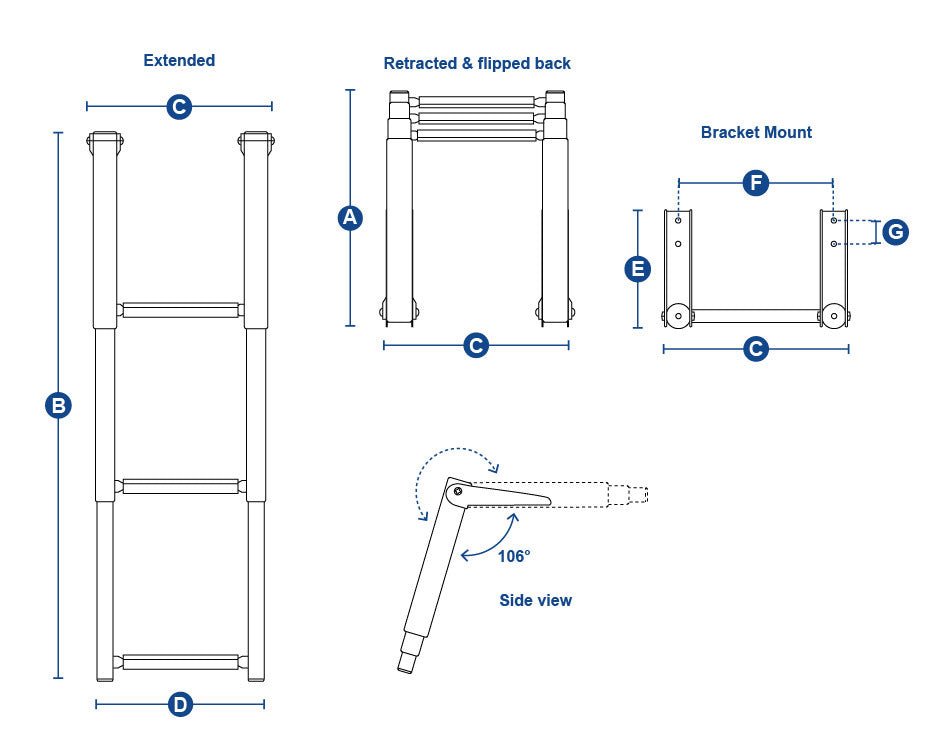 Ladder Telescopic Dble Tube 4 Step