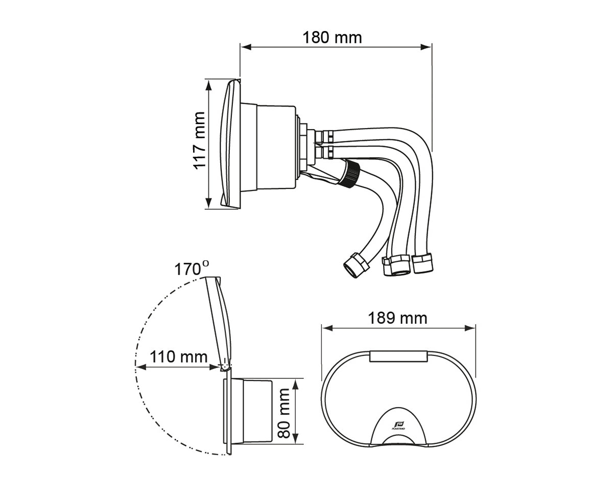 Shower Mixer Set Twin Wht