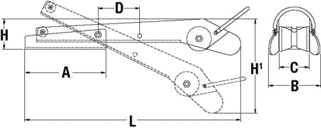 VETUS Extendable Self-Launching Hinged Bow roller  P104340