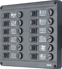 VETUS Switch panel type P12 with 12 fuses, 24 V P12F24
