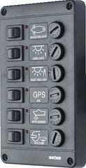 VETUS Switch panel type P 6 with 6 fuses, 12 V P6F12