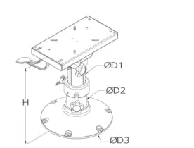 VETUS Manually adjustable seat pedestal with slide, height 35 - 47 cm PCMS3547