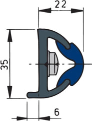 VETUS Vinyl rubbing strake, dark grey, POLY 35 x 28 mm, coil of 20 m, (price per m) POLY3528
