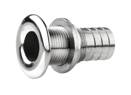 VETUS Thru-hull, stainless steel (AISI 316), rounded flange, polished finish, G1 1/2'', with hose connection Ø 44 mm QF05MH-44